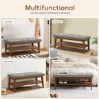 Entryway Shoe Bench Storage Bench Fabric Solid Wood, 43-inch Upholstered Bench for Living Room, Bedrooms