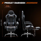 Ergonomic PU Leather 360° Swivel Gaming Recliner with Footrest, Headrest, Lumbar Support, Adjustable Height
