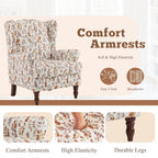 Erommy Modern Accent Chair, High Back Armchair, Upholstered Fabric Button Single Sofa with Wooden Legs for Living Room