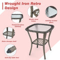 Erommy Outdoor 360° Swivel Rocking Patio Chairs Set with Thickened Cushions, Tempered Glass Coffee Table for Backyard, Garden