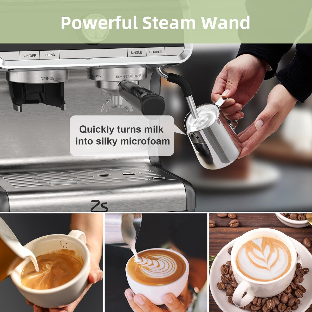 Espresso Coffee Maker, with Grinder, 2.8 L Water Tank