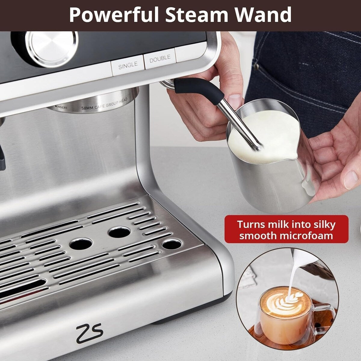 Espresso Coffee Maker, with Grinder, 2.8 L Water Tank