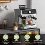 Espresso Coffee Maker, with Grinder, 2.8 L Water Tank