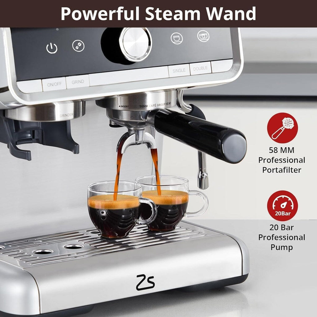 Espresso Coffee Maker, with Grinder, 2.8 L Water Tank