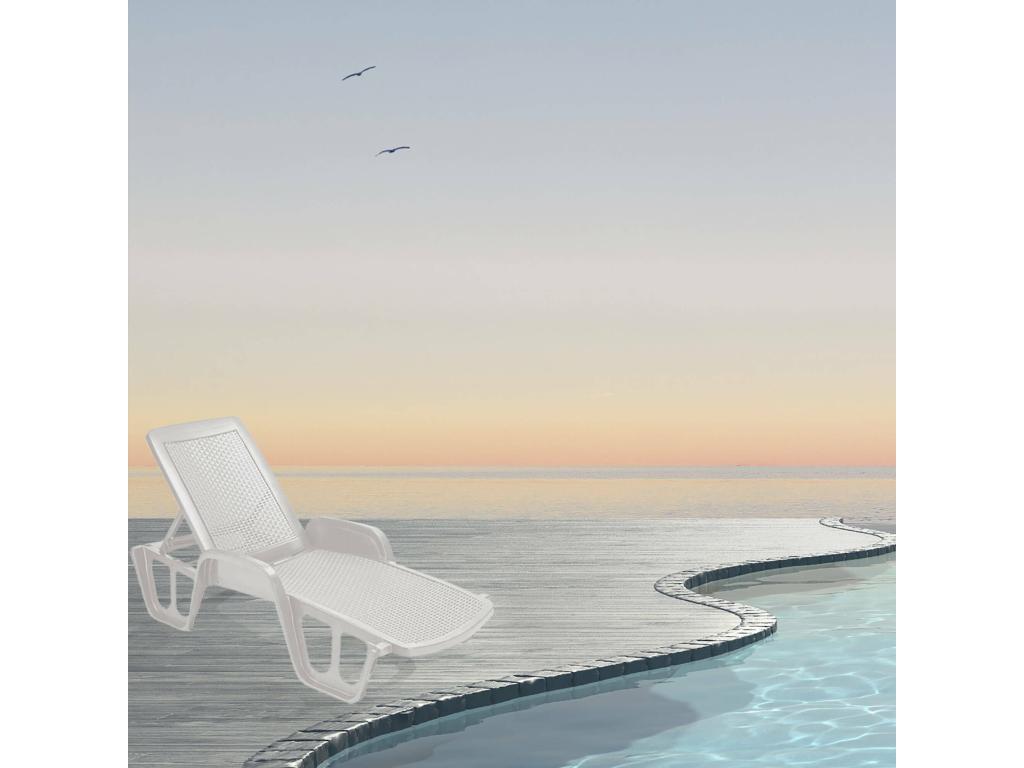 Laviecasa Chaise Lounge, Adjustable Garden Chaise Lounge with Armrests, Outdoor Chaise Lounge, Made in Italy, 192x71h100 cm, White, FEKS64190