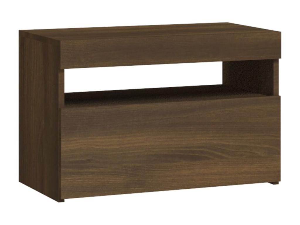 Bedside table with LED lighting, brown oak, 60x35x40 cm