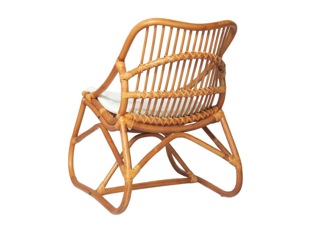 Light Brown Linen Rattan Armchair WLTR51277