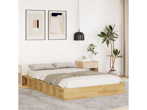 Bed frame without mattress, 120x190 cm, solid oak wood