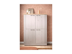 4-door tall sideboard in oak finish, Meublori and meringue white, H160 cm - COUNTRY