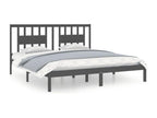 Bed frame without mattress, grey solid wood, 200x200 cm
