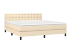 Upholstered bed base with mattress and LED lighting, Cream, 180x200 cm, Fabric GTFY80548