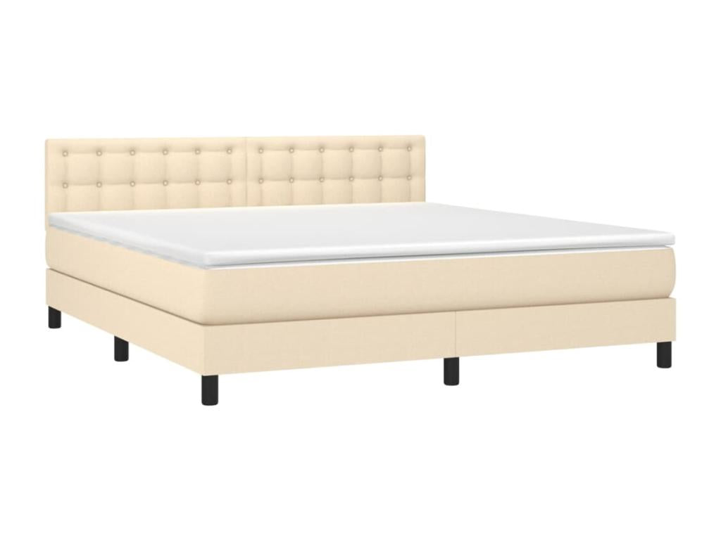 Upholstered bed base with mattress and LED lighting, Cream, 180x200 cm, Fabric GTFY80548