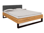Meublori - Bed with upholstered headboard 160x200 in natural oiled wild oak