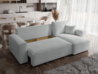 Convertible corner sofa - in light grey loop - Meublori