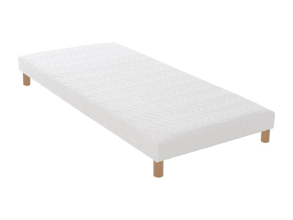 Meublori memory foam and HR foam mattress set with slatted base - French comfort. Dimensions: 90x190 cm. Slatted base: White.