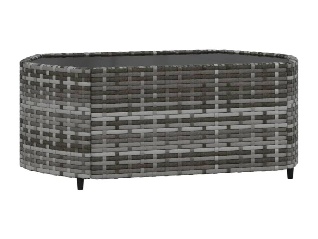 3-piece garden furniture set with cushions, grey woven resin