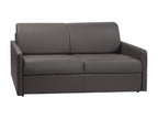 3-seater express convertible sofa in grey faux leather - 140 cm sleeping area - 18 cm mattress - Meublori