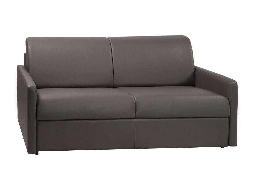 3-seater express convertible sofa in grey faux leather - 140 cm sleeping area - 18 cm mattress - Meublori