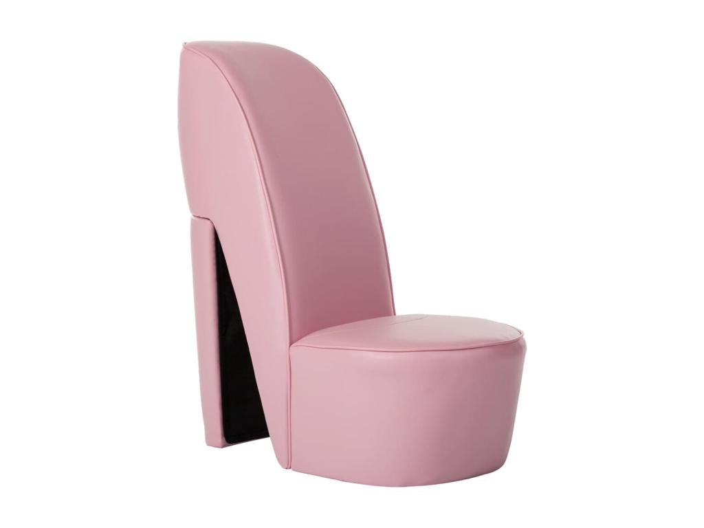 Pink Faux Leather High-Heeled Shoe-Shaped Armchair