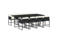 9-piece garden dining set with black resin wicker cushions