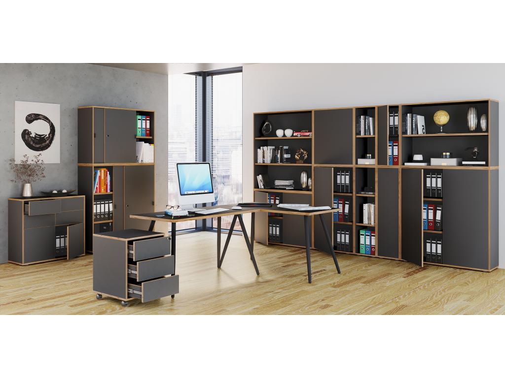 Wooden furniture desk, bookshelf, file shelf, filing shelf, Salia 2x L- 30 cm Anthracite
