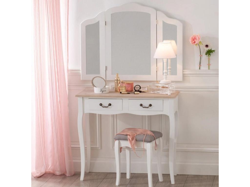 Meublori 2-Drawer Console Table, 86cm, Natural