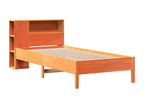 Bookcase bed without brown wax mattress 75x190 cm solid pine ORQG23061