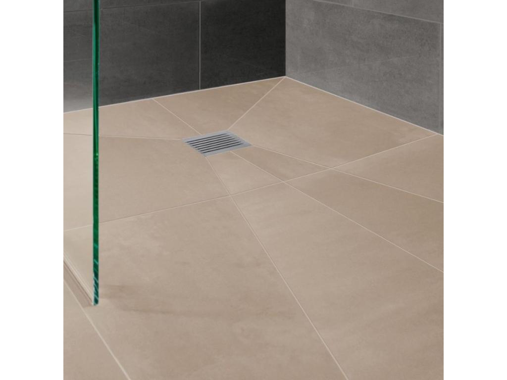 Laviecasa Primo rectangular 160x90 shower tray for tiling, with offset drain and horizontal Laviecasa waterproofing kit RYIC09349
