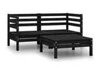 3-piece garden furniture set, black, solid pine wood