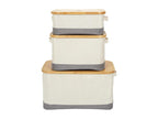 Laviecasa - Set of 3 Laviecasa Baskets with Lids, White and Grey Fabric XJNU53029