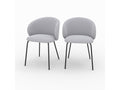 Set of 2 chairs in light grey fabric with black metal legs - Victoria
