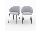 Set of 2 chairs in light grey fabric with black metal legs - Victoria