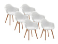 Set of 6 VIXI chairs with armrests - Polypropylene and Beech - White