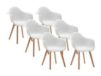 Set of 6 VIXI chairs with armrests - Polypropylene and Beech - White