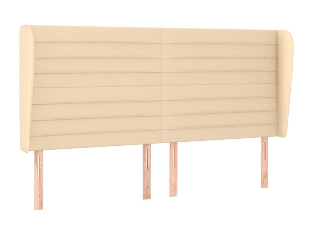 Headboard with wings, Cream, 203x23x118/128 cm, Fabric