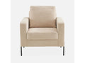 Beige corduroy armchair - Meublori - Fixed 1-seater sofa with metal legs