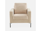 Beige corduroy armchair - Meublori - Fixed 1-seater sofa with metal legs