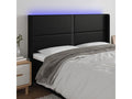 Black LED Headboard 183x16x118/128 cm Faux Leather