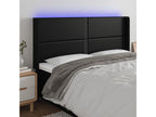 Black LED Headboard 183x16x118/128 cm Faux Leather