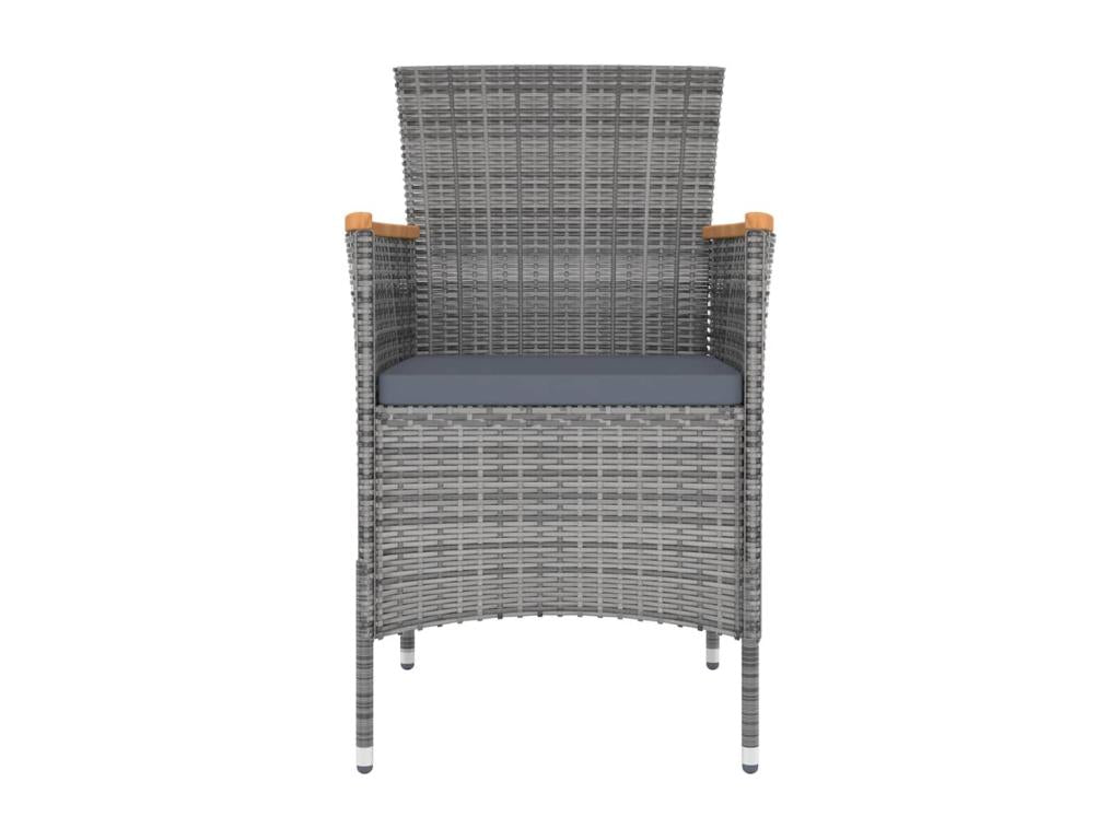 9-piece garden dining set and cushions, grey woven resin