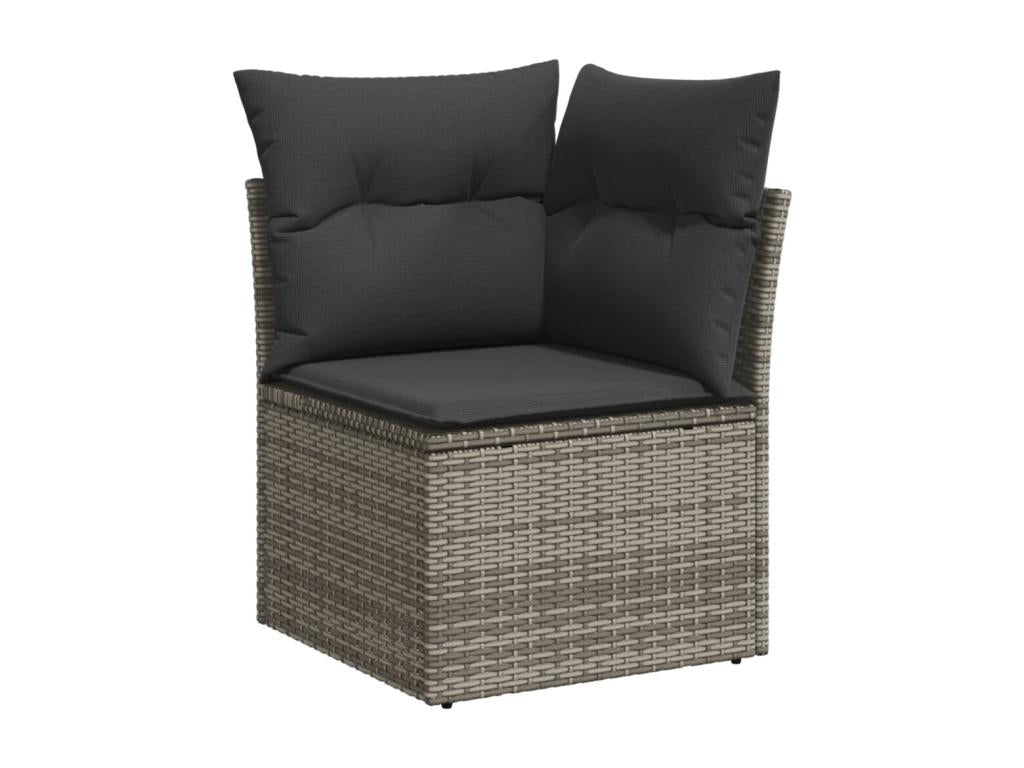 6-piece garden furniture set with grey resin wicker cushions
