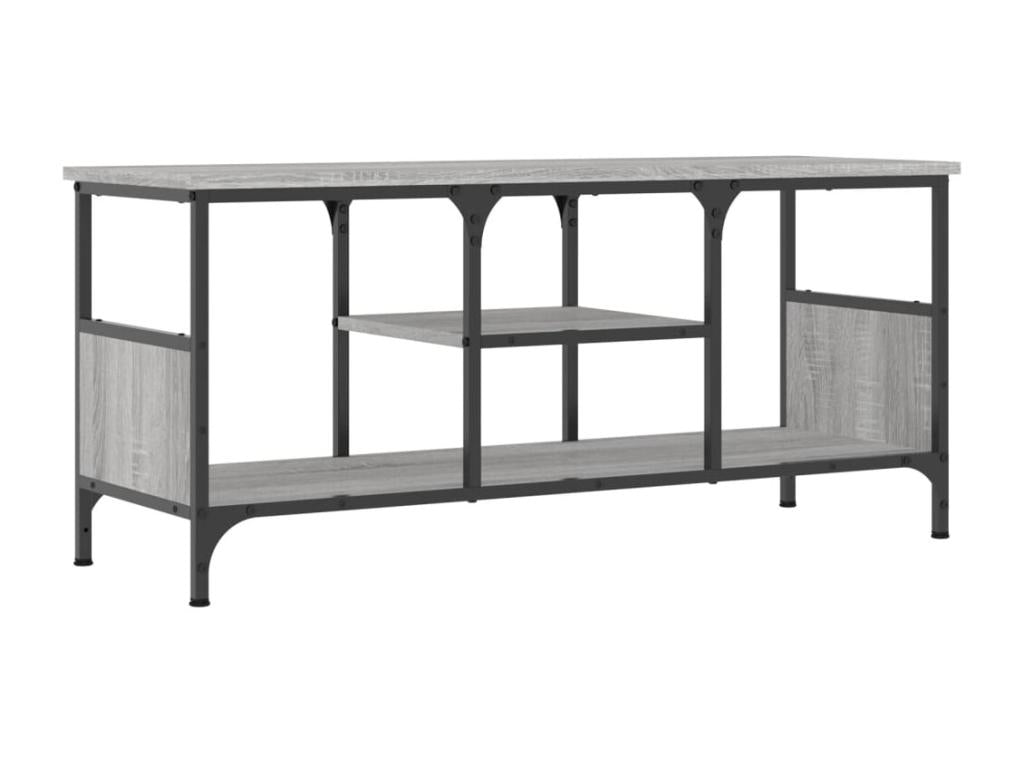Meublori TV stand, grey, 100x35x45 cm, engineered wood and iron
