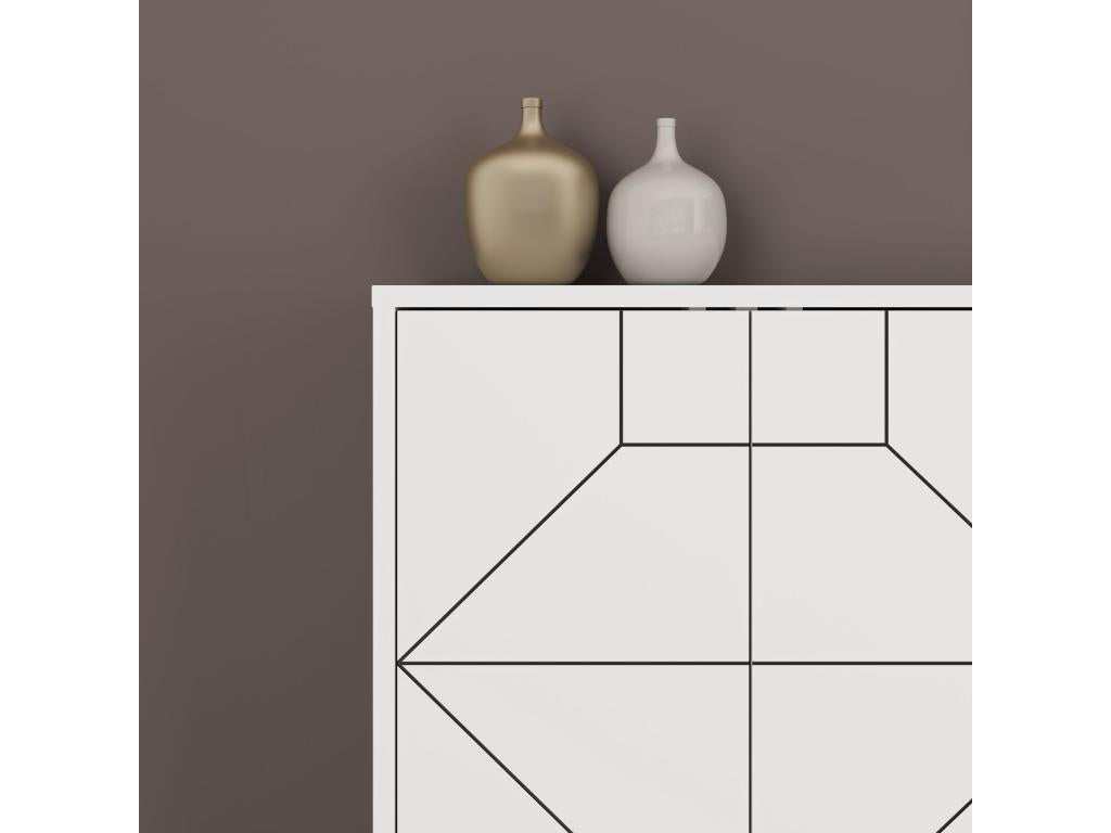 Meublori Contemporary Low Sideboard 184cm White Wood