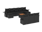 11-piece garden furniture set with cushions, black resin wicker