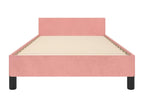 Pink velvet bed frame without mattress, 100x200 cm