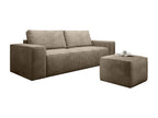 4-seater convertible sofa in soft beige perlite fabric, Meublori 260cm