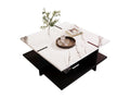 Square coffee table with open storage compartment - 72x72x32 cm - MDF wood - white and black