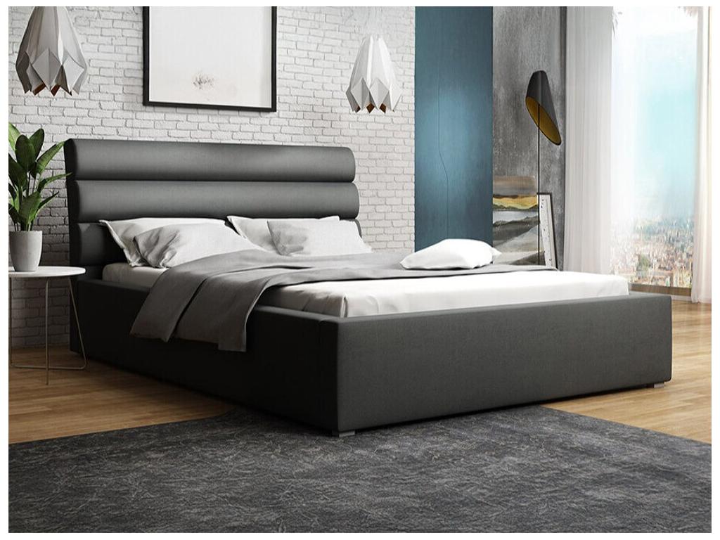 Meublori 108 Unique Grey Bed 120x200 Upholstered Slatted Base 140x223x100cm