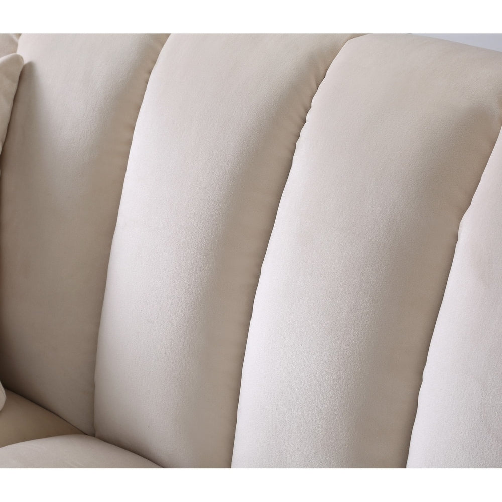 Fabric Upholstered Channel Back Living Room Convertible Sofabed