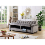 Fabric Upholstered Channel Back Living Room Convertible Sofabed